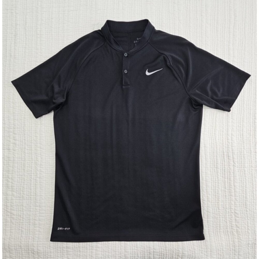 Nike Dri-Fit Baseball Shirt Men's M Black Short Sleeve Crew Collar EUC Athletic‎